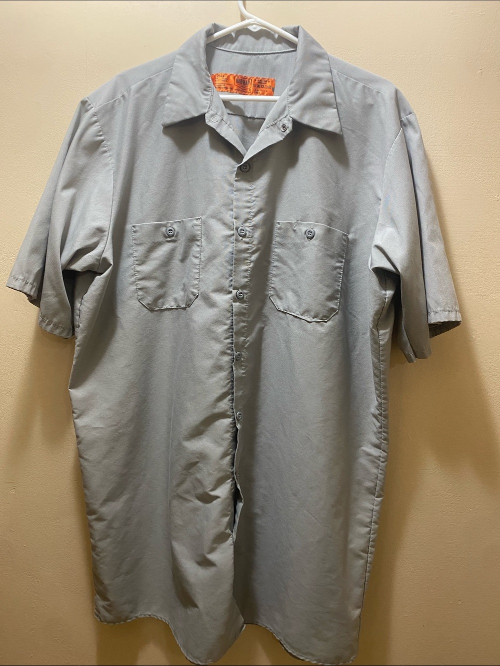 Red Kap Men's Short-Sleeve Button-Down Shirt in Light Gray/XL Workwear Mechanic